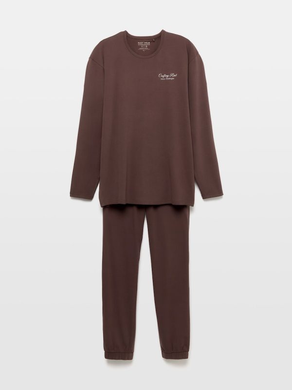 Pijama de hombre jersey manga larga - Marrón