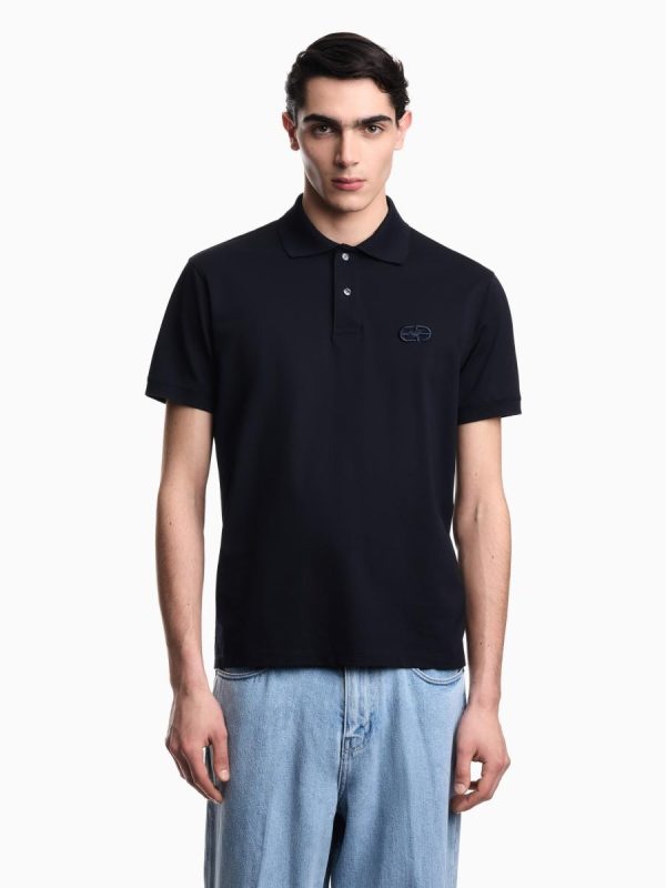 Polo de hombre manga corta en algodón - Azul marino