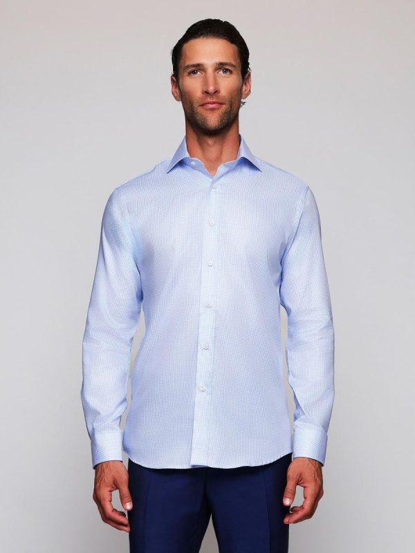 Camisa vestir de hombre puño mixto de algodón - Azul claro