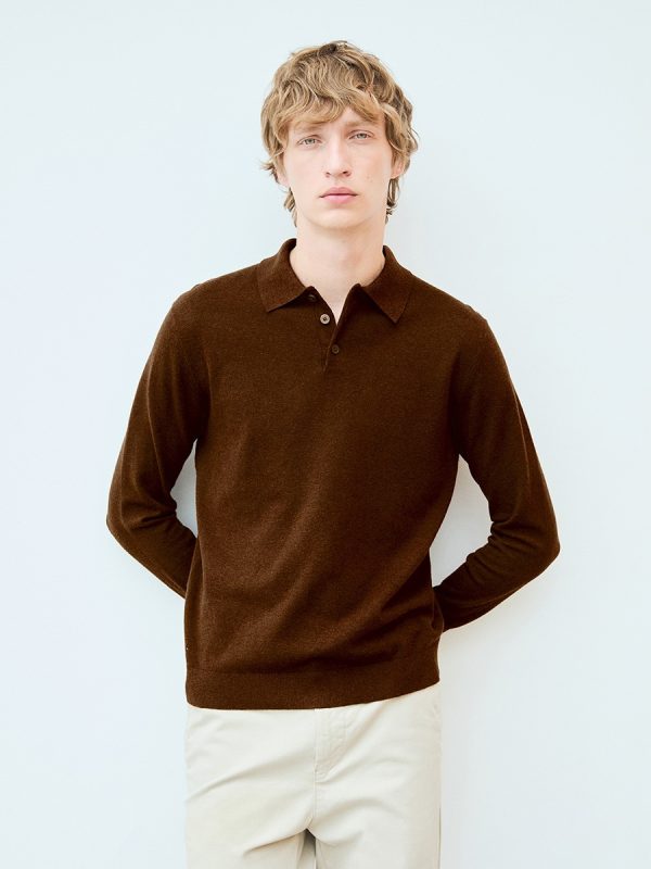 Jersey polo mezcla lana - 730 Camel