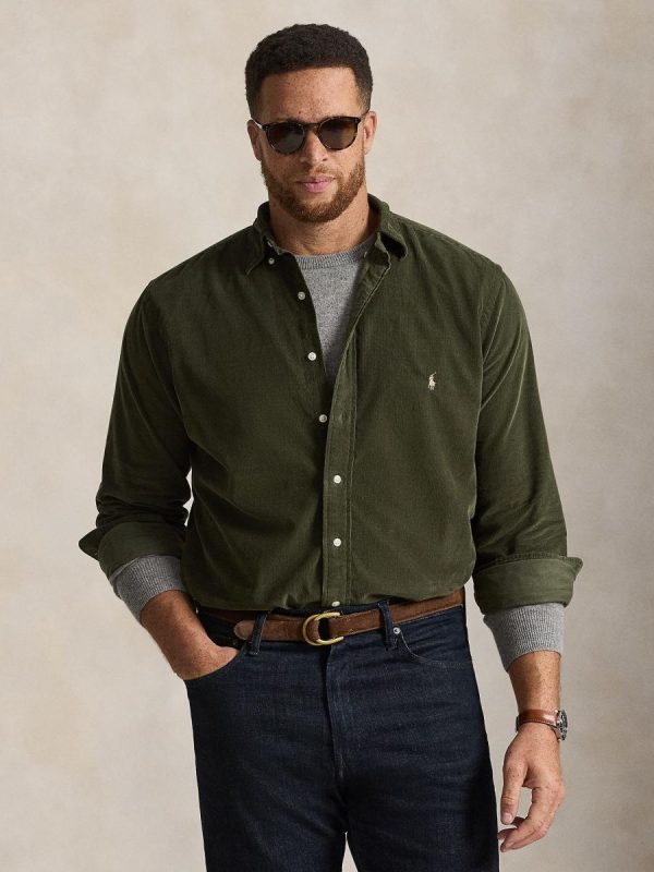 Camisa de hombre de micropana en color Oliva - Verde pardo