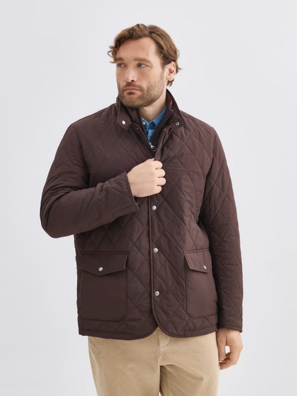 Chaqueta de hombre acolchada repelente al agua tallas grandes. - Marrón oscuro