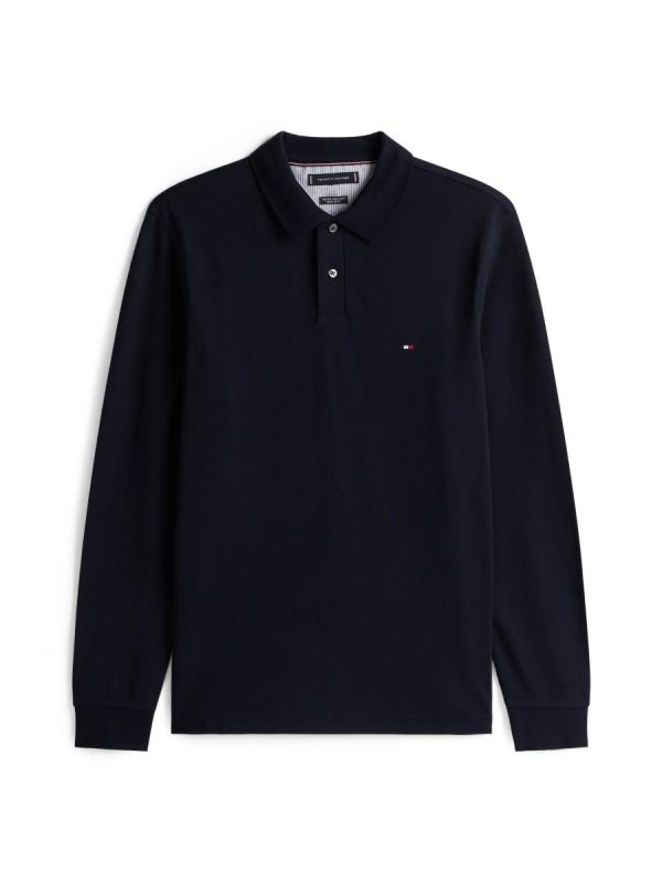 Polo de manga larga de hombre liso tallas grandes - Azul marino