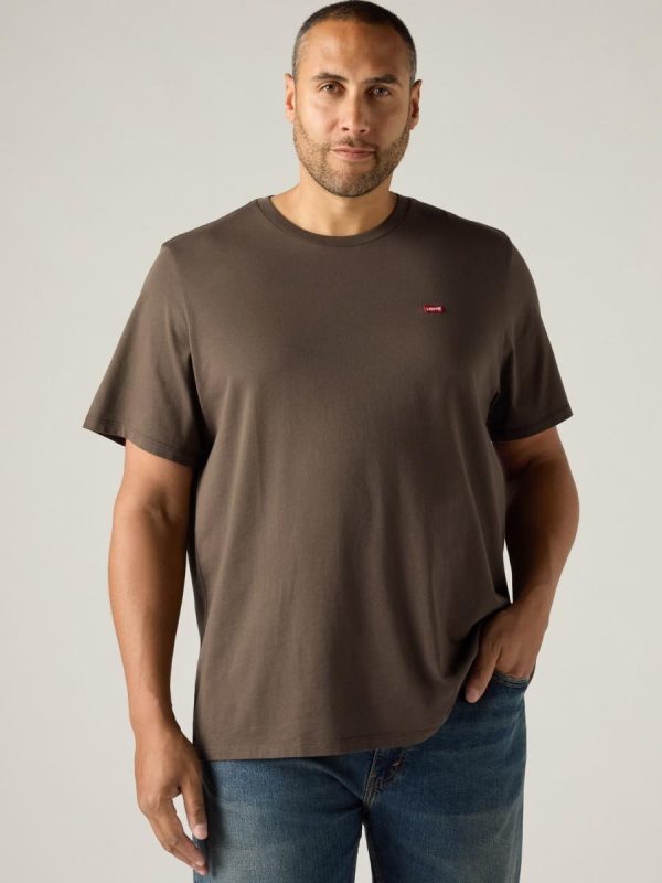 Camiseta de hombre de manga corta con cuello redondo. Tallas grandes - Marrón oscuro