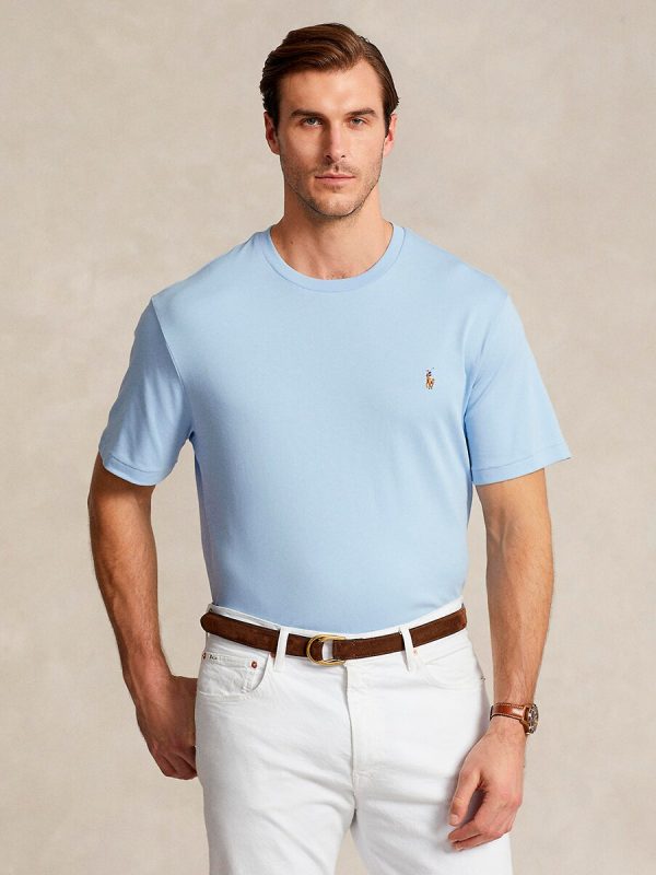 Camiseta de hombre de algodón Negro Polo - Azul claro