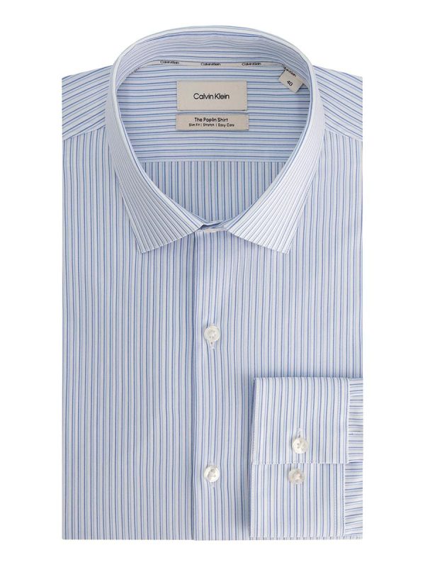 Camisa de hombre de vestir slim a rayas - Azul