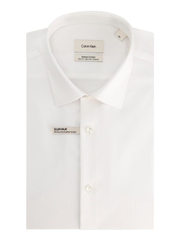 Camisa de hombre de vestir slim lisa supima - Blanco