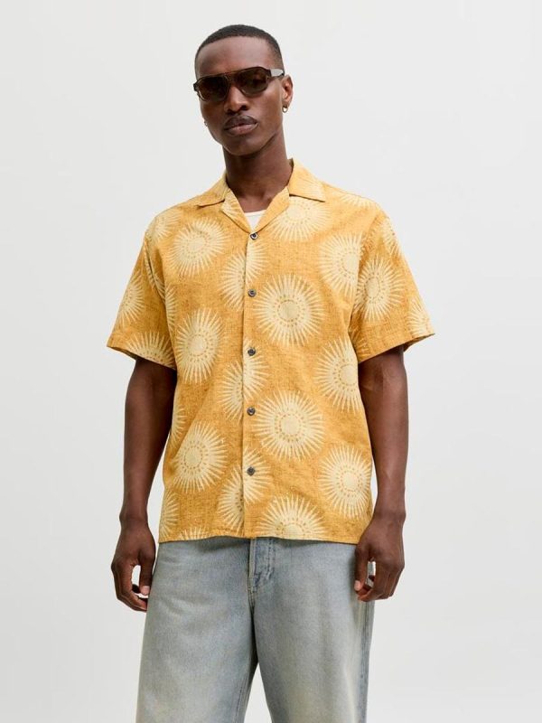 Camisa resort de hombre manga corta - Amarillo