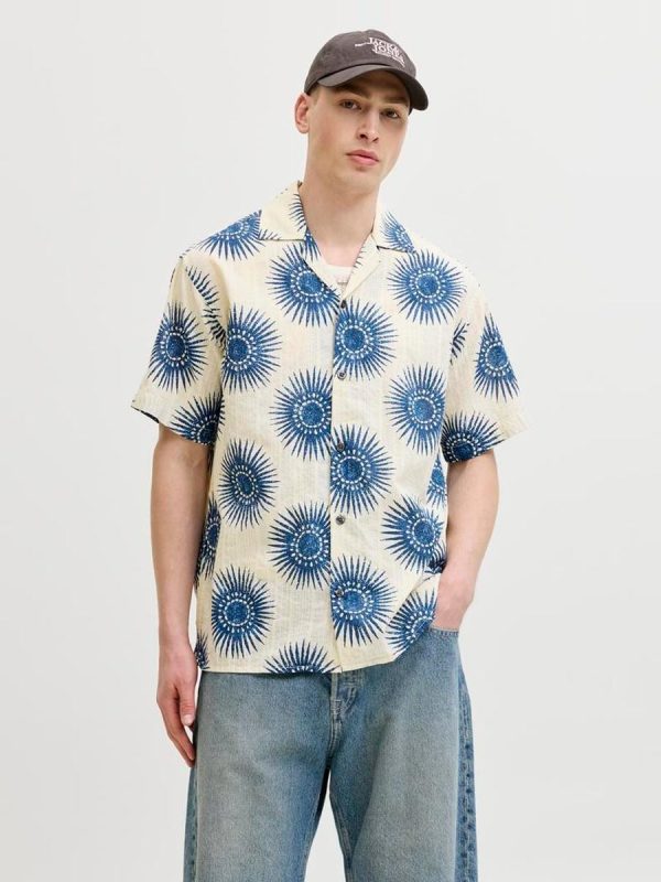 Camisa resort de hombre manga corta - Azul