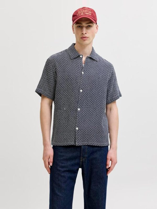 Camisa resort de hombre manga corta - Azul marino