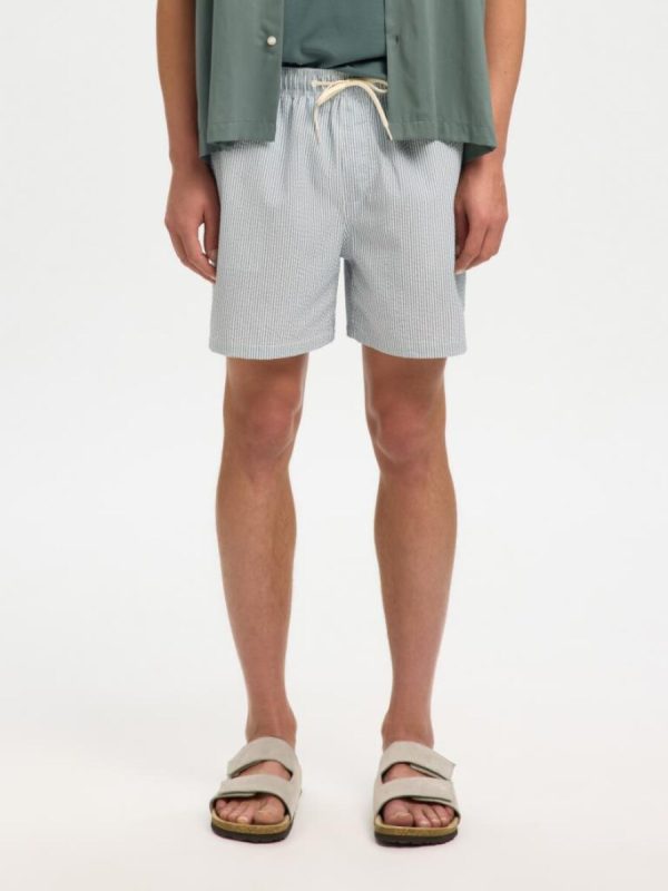 Bañador de hombre tipo bermuda seersucker - Azul
