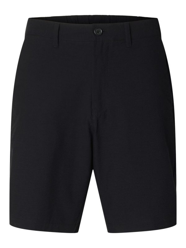Pantalón corto de hombre de seersucker con largo a la rodilla - Negro