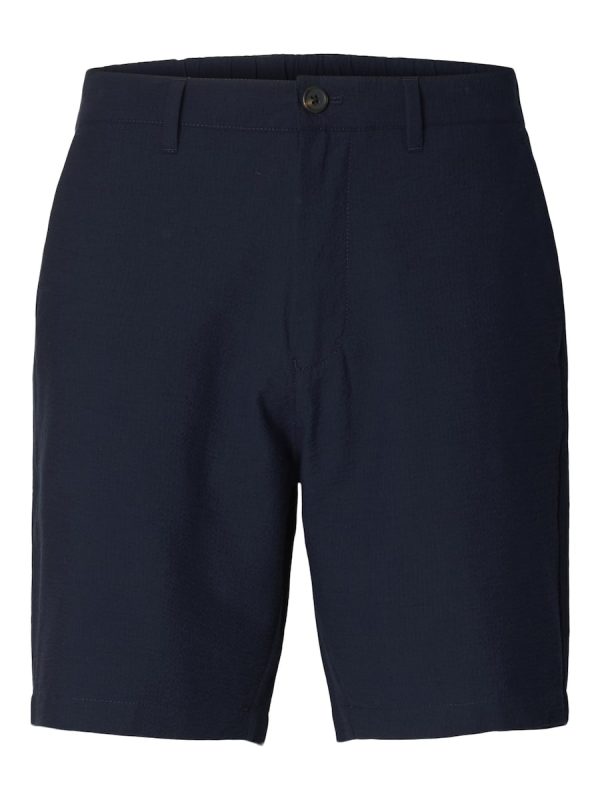 Pantalón corto de hombre de seersucker con largo a la rodilla - Azul marino