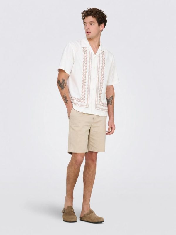 Camisa de hombre de manga corta y print floral - Marrón