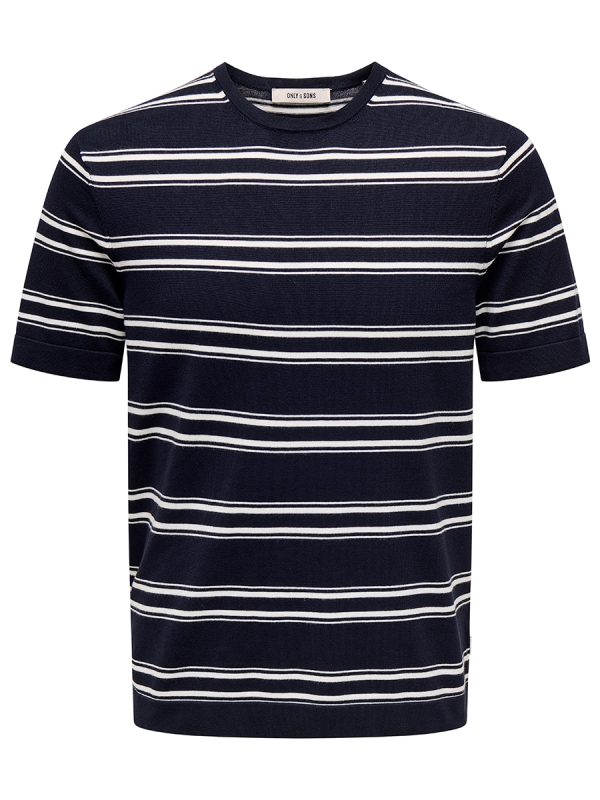 Camiseta de hombre de punto de manga corta - Azul marino