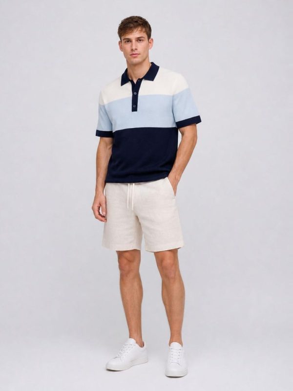 Polo de hombre de punto color block - Negro