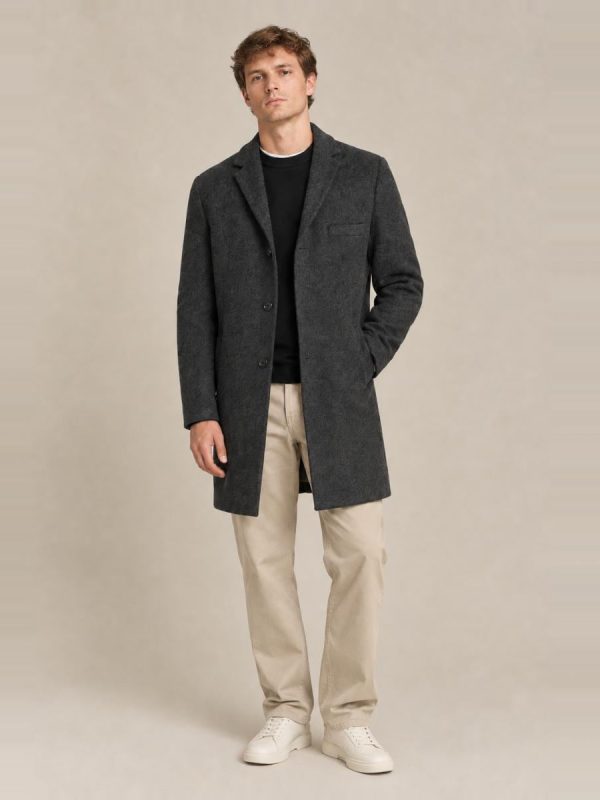 Abrigo de hombre de paño con corte clásico regular fit - Gris