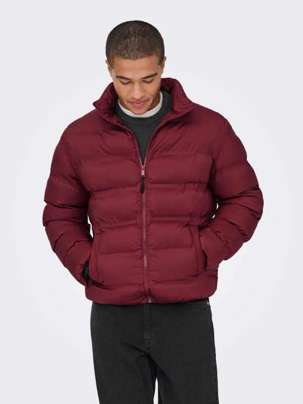 Abrigo acolchado de hombre regular fit. - Burdeos
