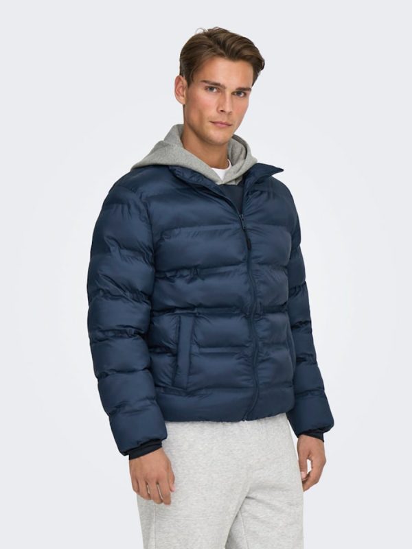 Abrigo acolchado de hombre regular fit. - Azul marino