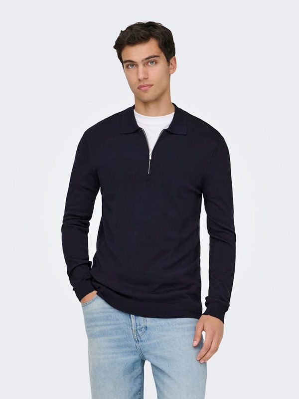 Jerséis de hombre con cuello polo regular fit. - Azul marino