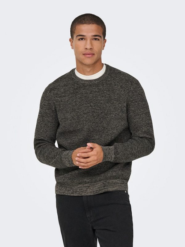 Jerséis de punto de hombre regular fit. - Marrón oscuro