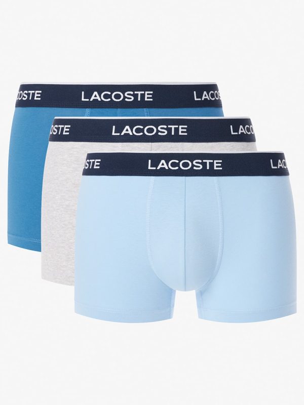 Pack de 3 calzoncillos de algodón elástico con logo en la cintura - Azul claro