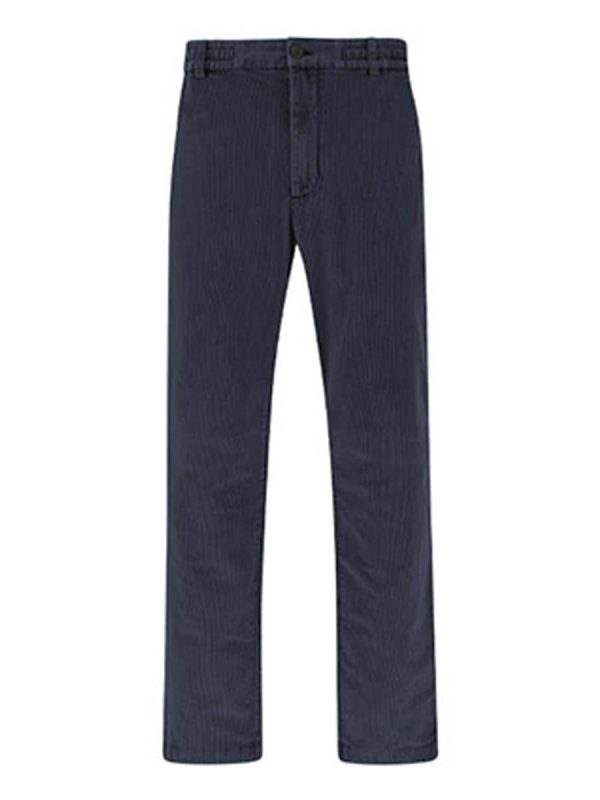 Pantalón chino de hombre sin pligues pana - Azul marino