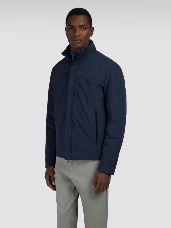Cazadora de hombre windbreaker con cuello chimenea y capucha - Azul marino