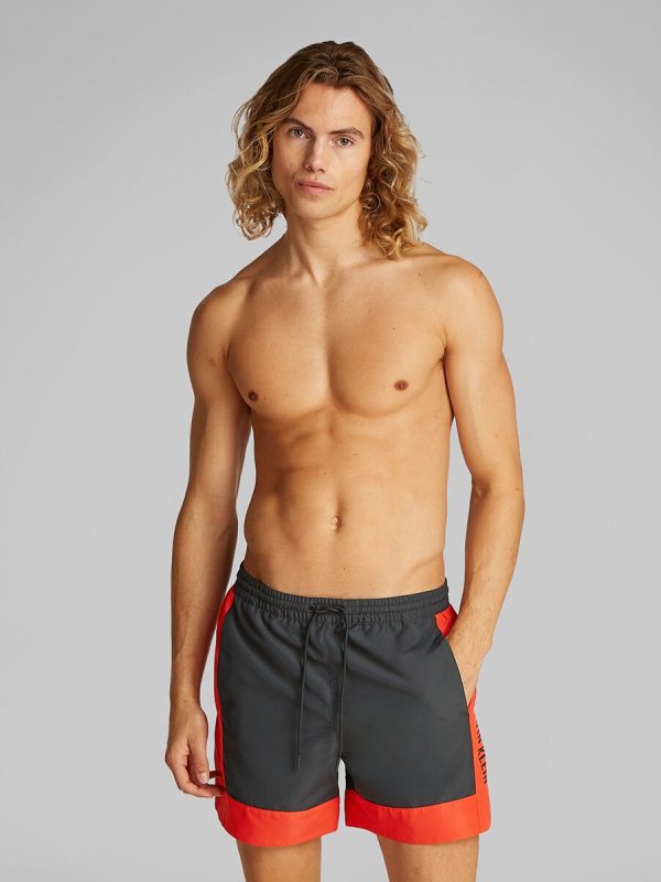 Bañador hombre corte medio paneles - Rojo