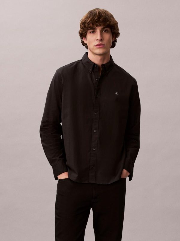 Camisa Hombre Oxford clásica lisa - Negro