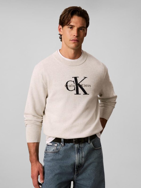 Jersey Hombre algodón cuello redondo con logo - Gris claro