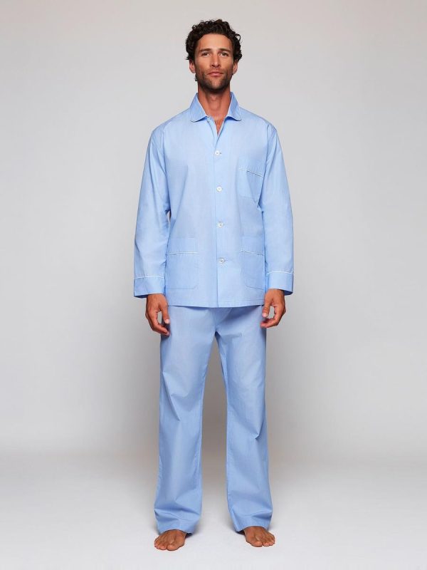 Pijama largo de manga larga de hombre - Azul claro