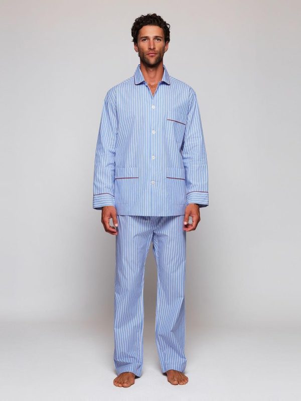 Pijama largo de manga larga de hombre - Azul claro