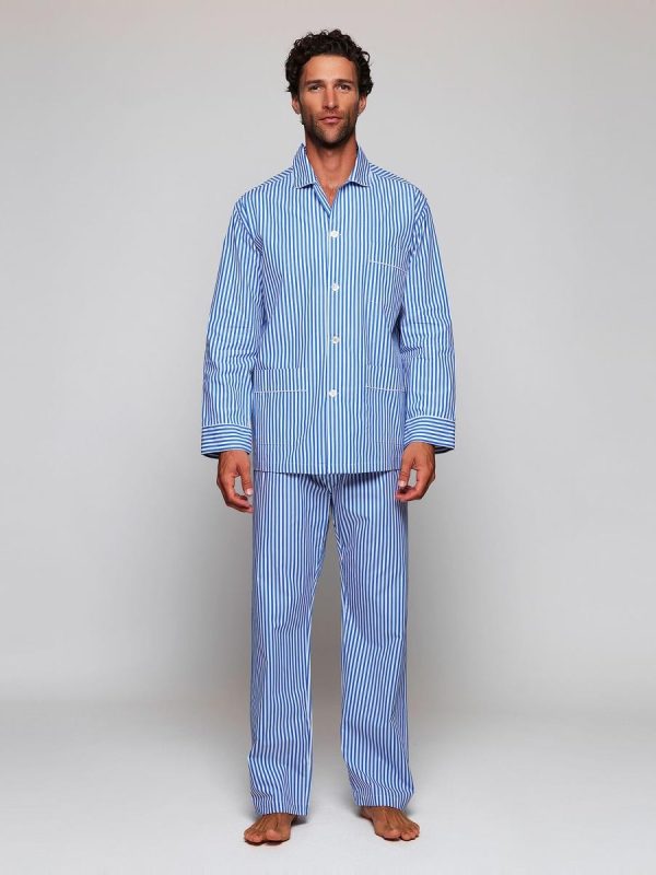 Pijama largo de manga larga de hombre - Azul