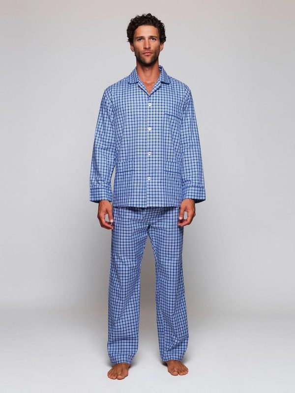 Pijama largo de manga larga de hombre - Azul