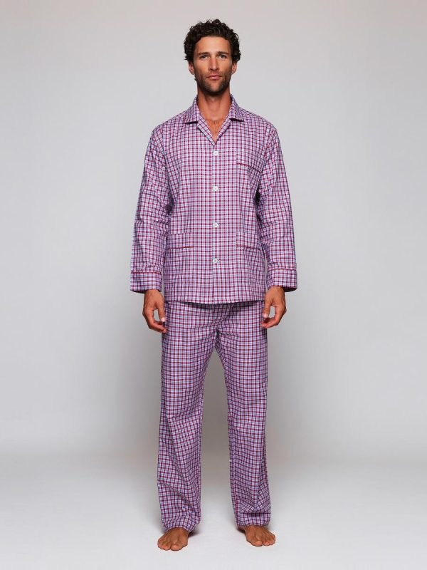 Pijama largo estampado de hombre - Granate