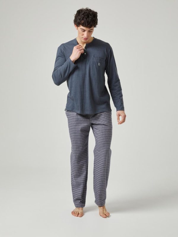 Pijama largo combinado de hombre - Gris