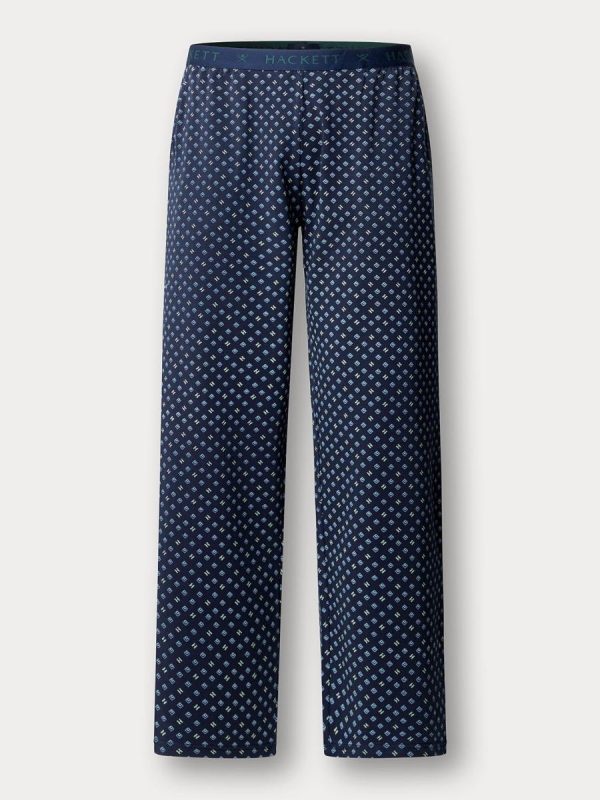 Pantalón largo de hombre de punto de algodón estampado Diamond. - Azul marino