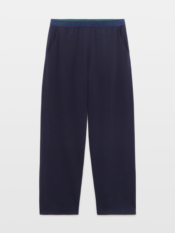 Pantalón largo de hombre de punto de algodón liso. - Azul marino