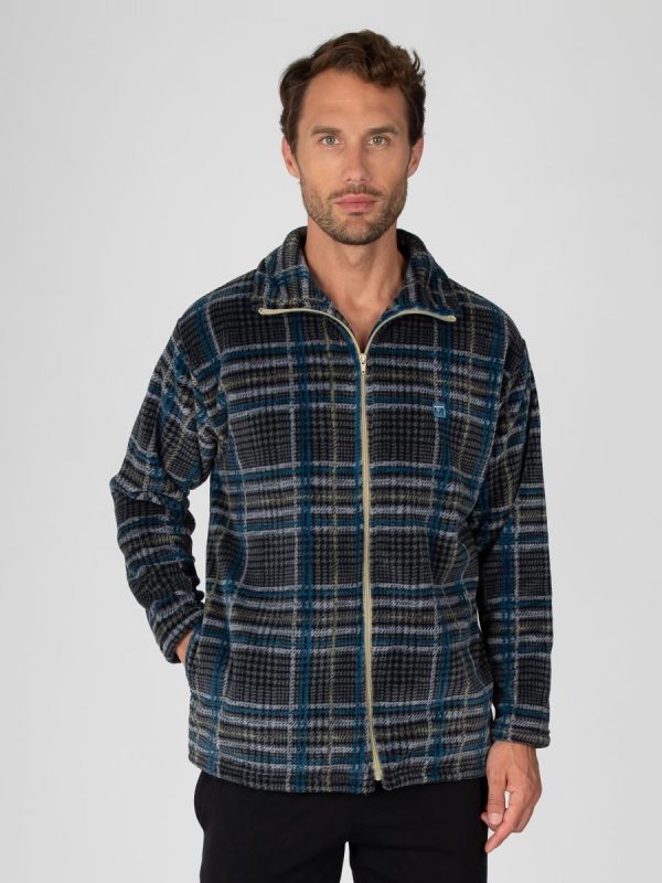 Bata corta de hombre de polar con cremallera - Gris