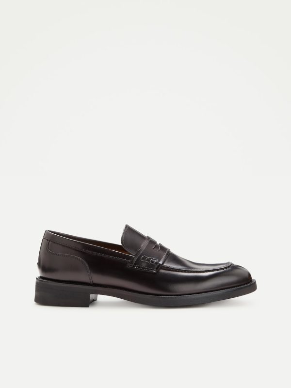 Mocasines de hombre de piel con antifaz - Negro