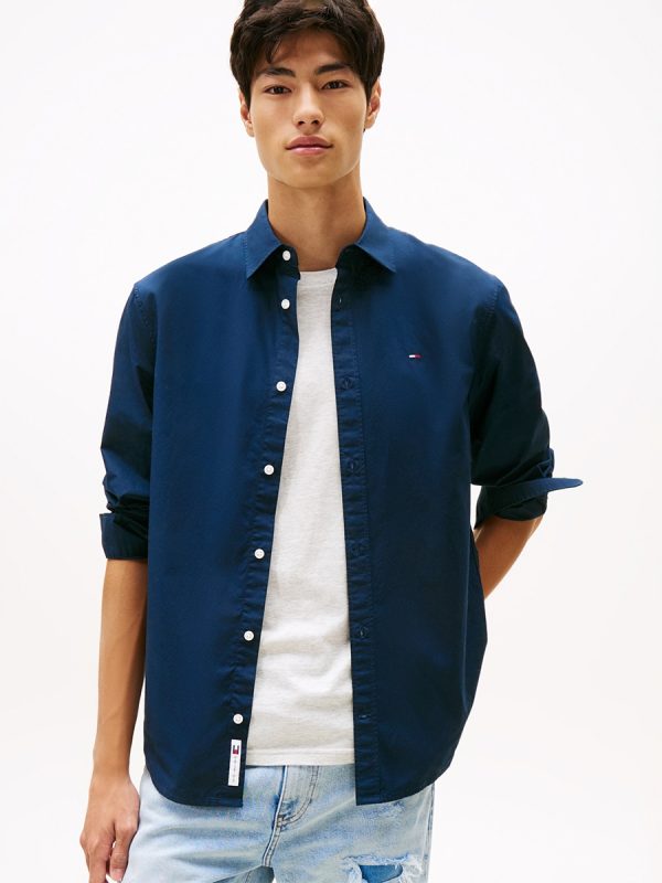 Camisa de hombre regular fit manga larga - Azul marino