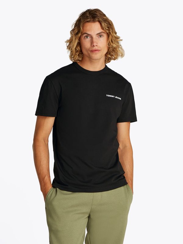 Camiseta de hombre con logo estampado en la espalda y fit regular - Negro
