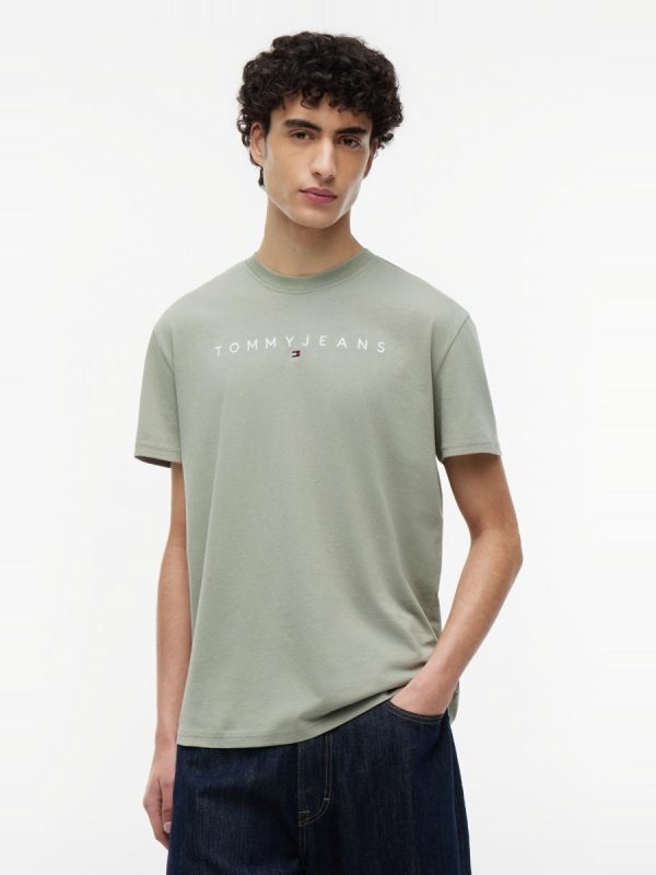 Camiseta regular fit de Tommy Jeans con logotipo lineal - Verde