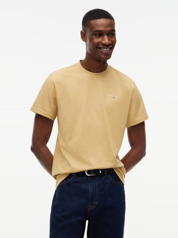 Camiseta de hombre TJM Slim Linear Chest Tee de Tommy Jeans. - Beige
