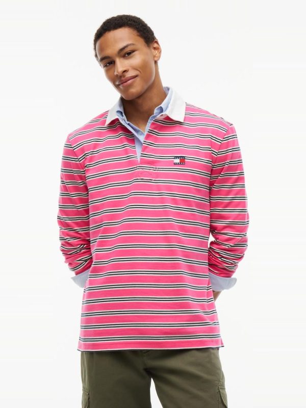 Polo rugby TJM Striped Rugby de Tommy Jeans - Fucsia