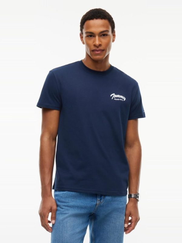 Camiseta regular Tommy Jeans con logo en el pecho. - Azul marino