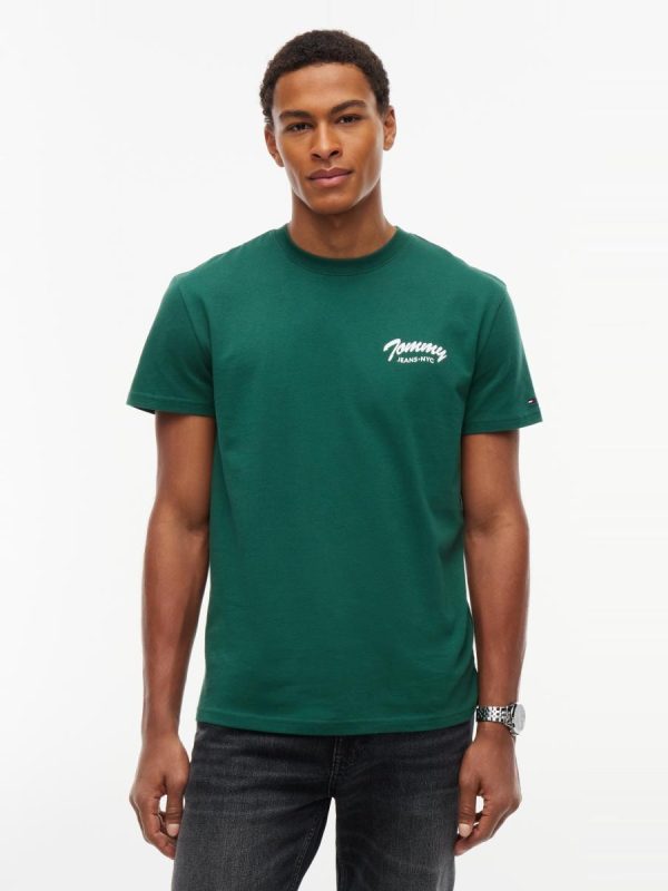 Camiseta regular Tommy Jeans con logo en el pecho. - Verde oscuro