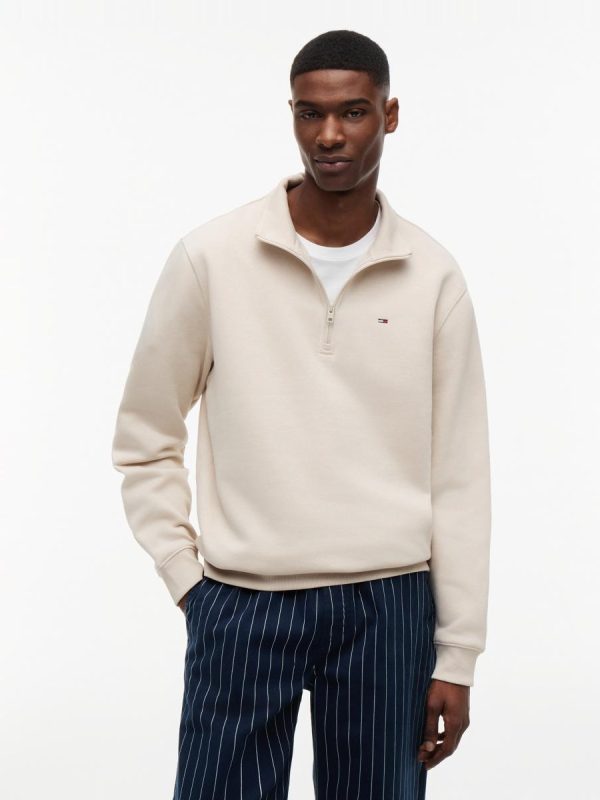 Sudadera de hombre con cierre de cremallera 1/4 - Beige