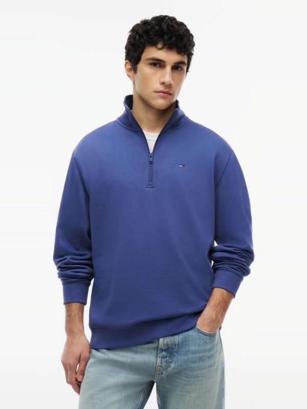 Sudadera de hombre con cierre de cremallera 1/4 - Azul